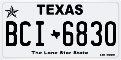 TX license plate BCI6830