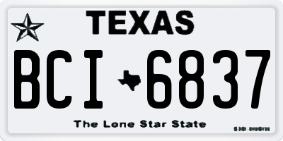 TX license plate BCI6837