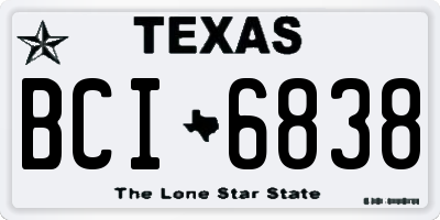 TX license plate BCI6838