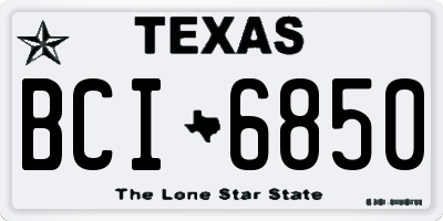 TX license plate BCI6850