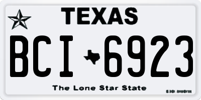 TX license plate BCI6923