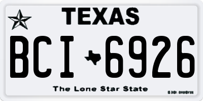 TX license plate BCI6926