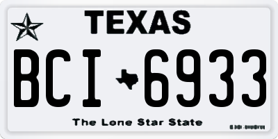 TX license plate BCI6933