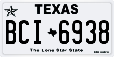 TX license plate BCI6938