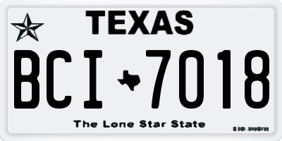 TX license plate BCI7018