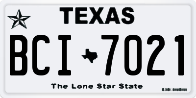 TX license plate BCI7021