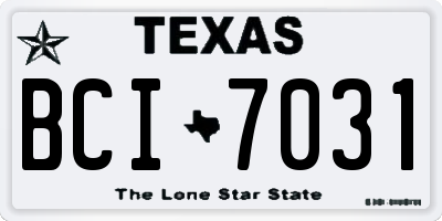 TX license plate BCI7031
