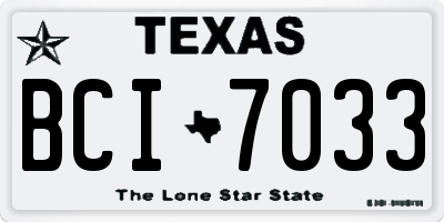 TX license plate BCI7033