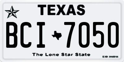 TX license plate BCI7050