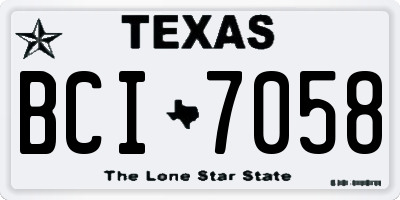 TX license plate BCI7058