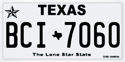 TX license plate BCI7060