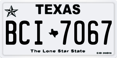 TX license plate BCI7067