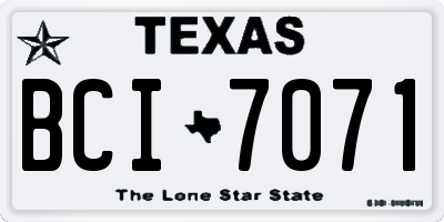 TX license plate BCI7071