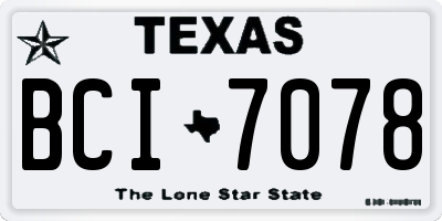TX license plate BCI7078