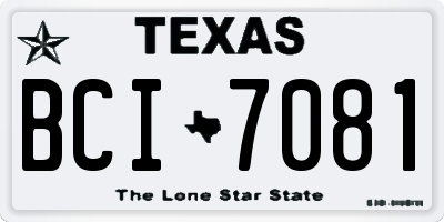 TX license plate BCI7081