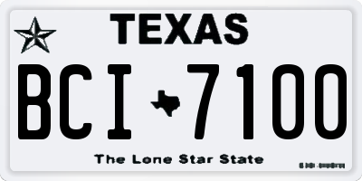 TX license plate BCI7100