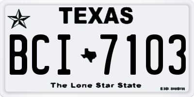 TX license plate BCI7103