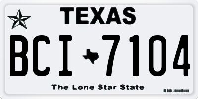TX license plate BCI7104