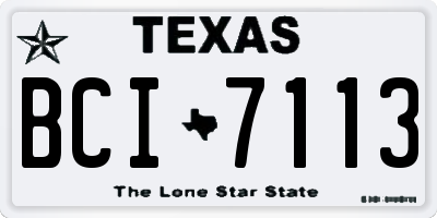 TX license plate BCI7113