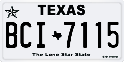 TX license plate BCI7115