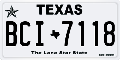 TX license plate BCI7118