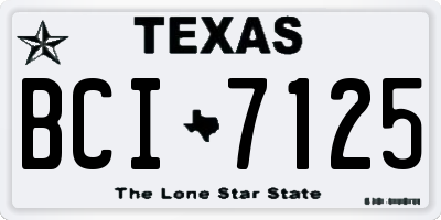TX license plate BCI7125