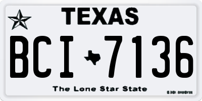 TX license plate BCI7136
