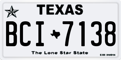 TX license plate BCI7138
