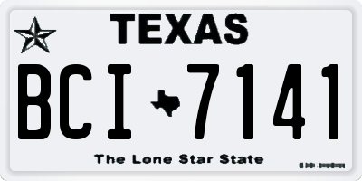 TX license plate BCI7141