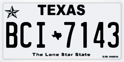 TX license plate BCI7143