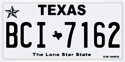 TX license plate BCI7162