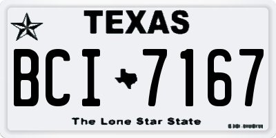 TX license plate BCI7167