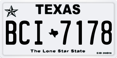 TX license plate BCI7178