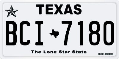 TX license plate BCI7180