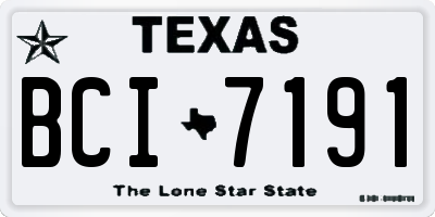 TX license plate BCI7191