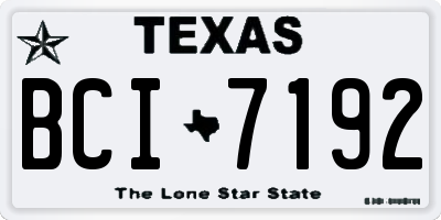 TX license plate BCI7192