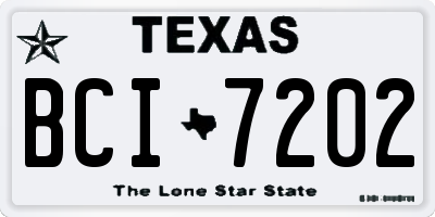 TX license plate BCI7202