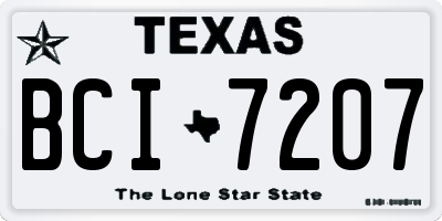 TX license plate BCI7207