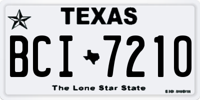 TX license plate BCI7210