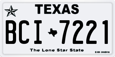 TX license plate BCI7221
