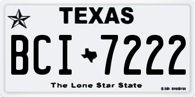 TX license plate BCI7222