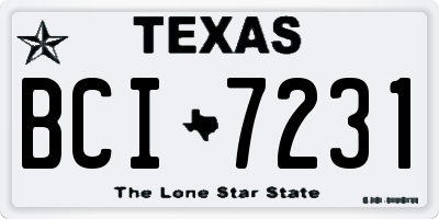 TX license plate BCI7231