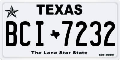 TX license plate BCI7232