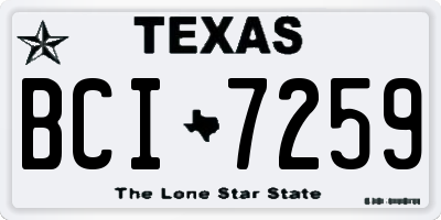 TX license plate BCI7259
