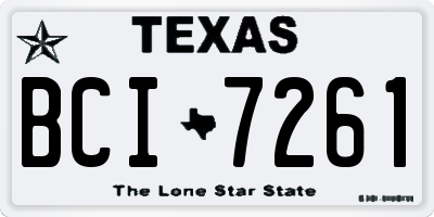 TX license plate BCI7261