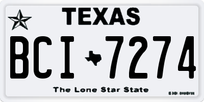 TX license plate BCI7274