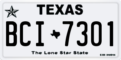 TX license plate BCI7301