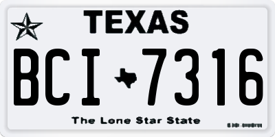 TX license plate BCI7316