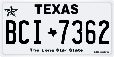 TX license plate BCI7362