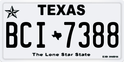 TX license plate BCI7388